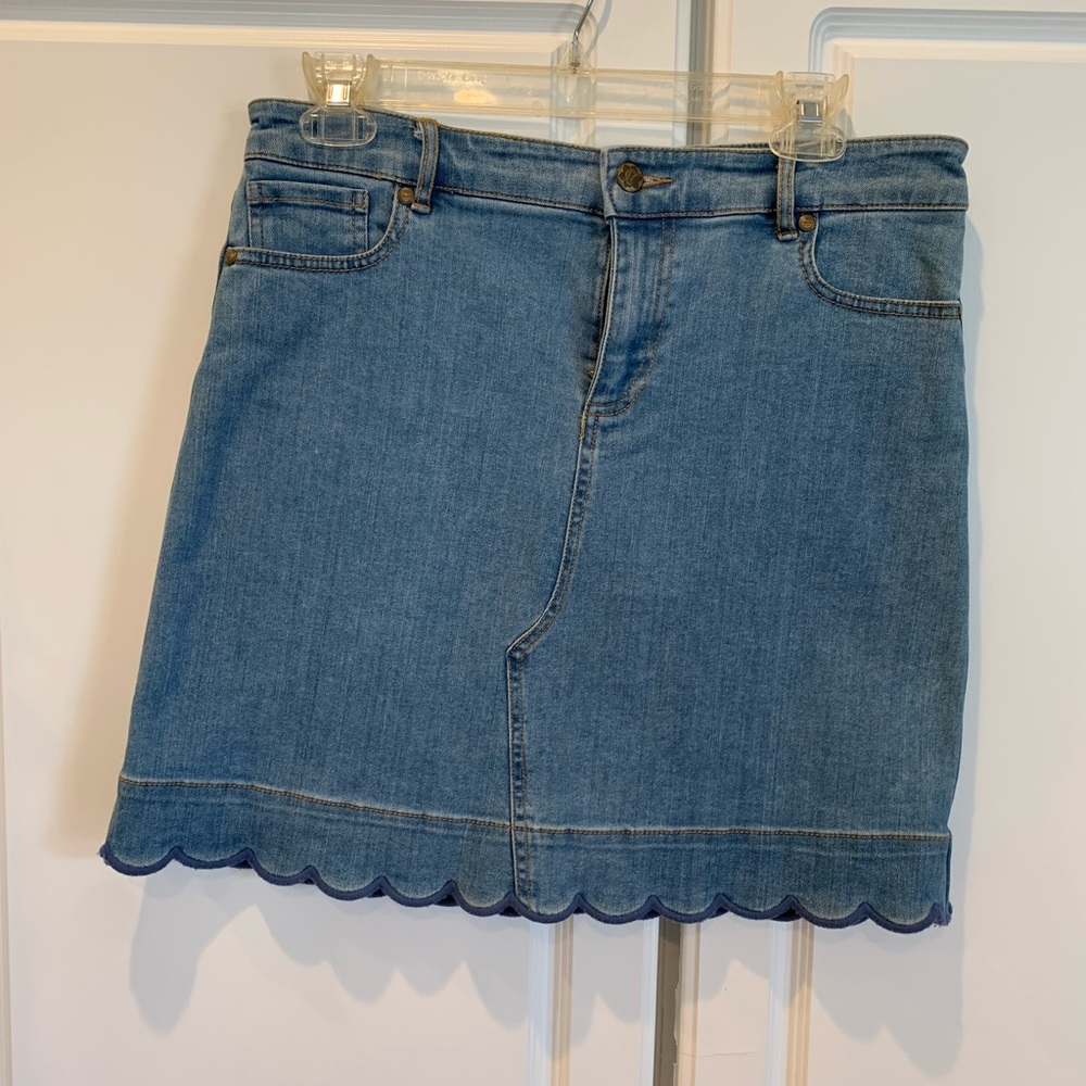 Draper James, NWT, Scallop Denim Skirt